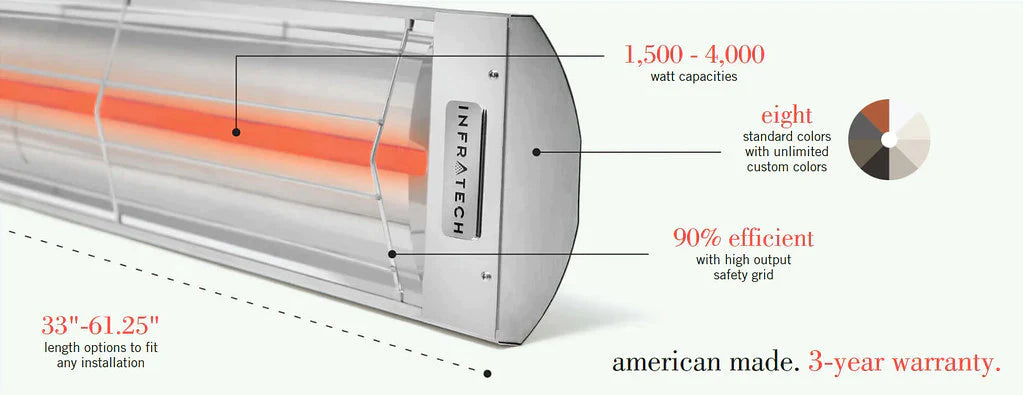 Infratech Heater - 61  1/4-Inch 3,000 Watt Infrared Electric Patio Heater Stainless Steel - C3024SS