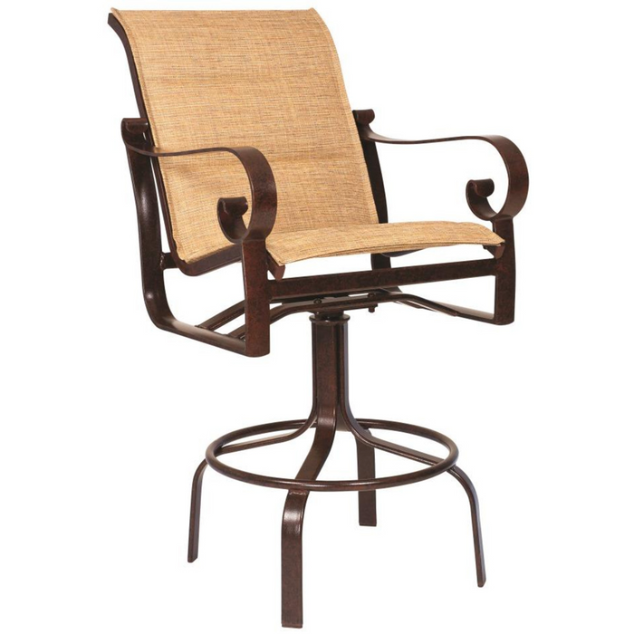 Woodard Patio Furniture - Belden Padded Sling Swivel Bar Stool - 62H568