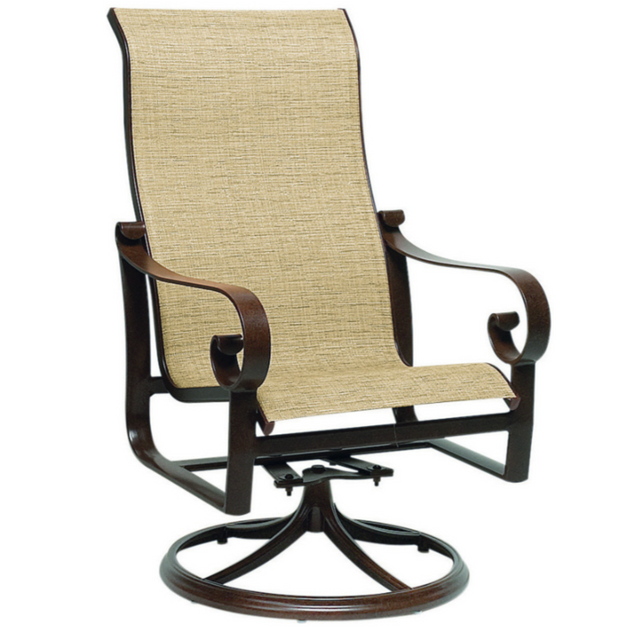 Woodard Patio Furniture - Belden Sling High Back Swivel Rocking Dining Arm Chair - 620466