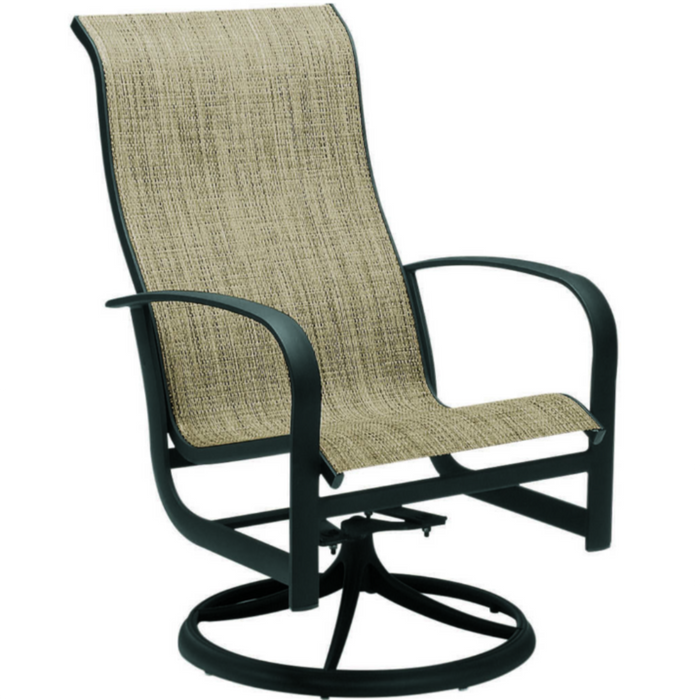 Woodard Patio Furniture - Fremont Sling High Back Swivel Rocking Dining Arm Chair - 2P0488