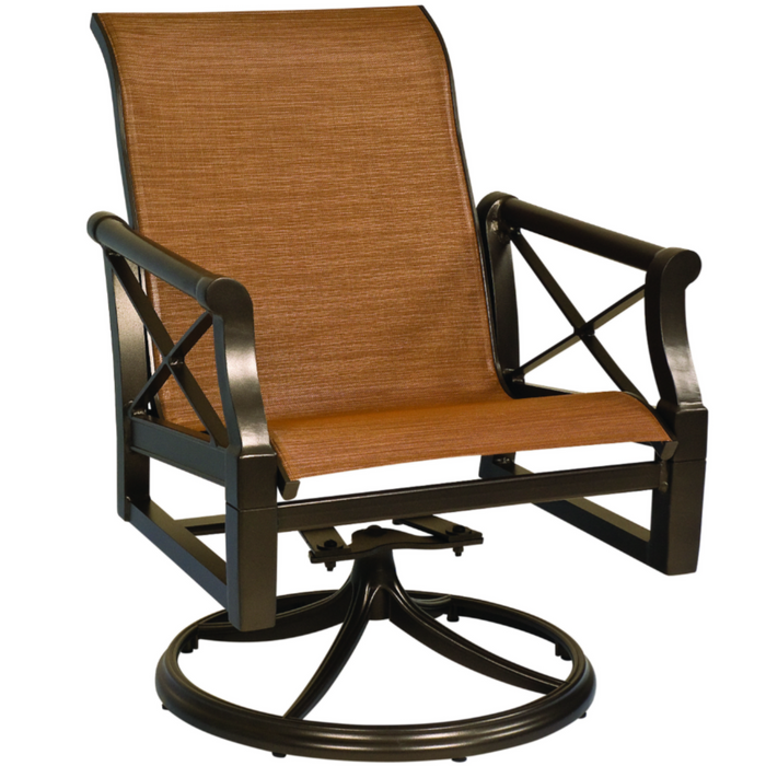 Woodard Patio Furniture - Andover Sling Swivel Rocking Dining Arm Chair - 3Q0472