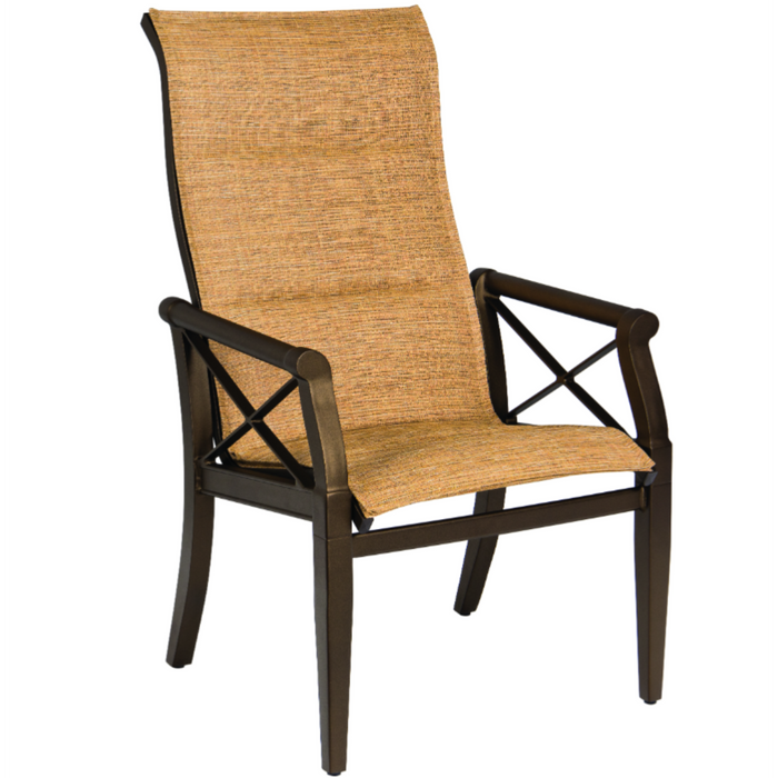 Woodard Patio Furniture - Andover Padded Sling High Back Dining Arm Chair - 3Q0525