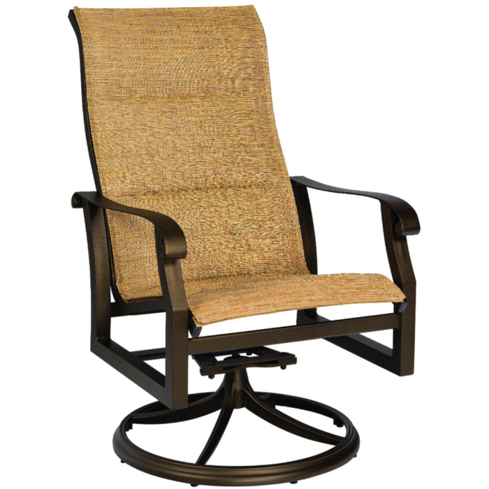 Woodard Patio Furniture - Cortland Padded Sling High Back Swivel Rocking Dining Arm Chair - 420588