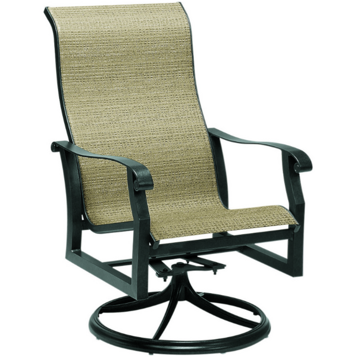 Woodard Patio Furniture - Cortland Sling High Back Swivel Rocking Dining Arm Chair - 420488