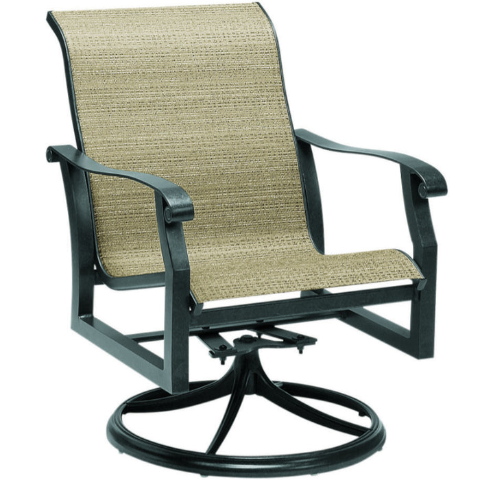 Woodard Patio Furniture - Cortland Sling Swivel Rocking Dining Arm Chair - 420472