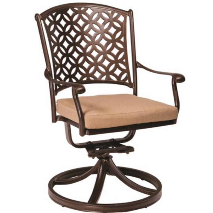 Woodard Patio Furniture - Casa - Swivel Rocking Dining Arm Chair with Optional Seat Cushions - 3Y0472ST